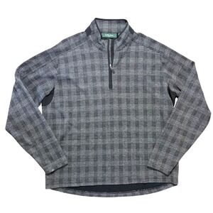 Bobby Jones Gray‎ Black Plaid 1/4 Zip Pullover Men's Size XL